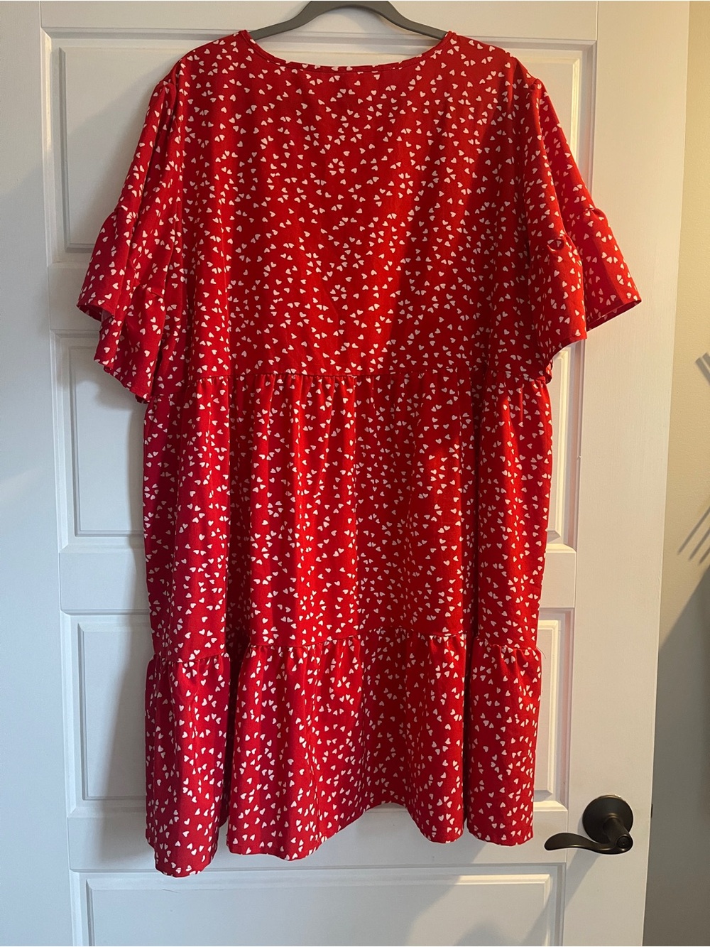 Red Heart Print V-Neck Babydoll Dress - Picture 5 of 7